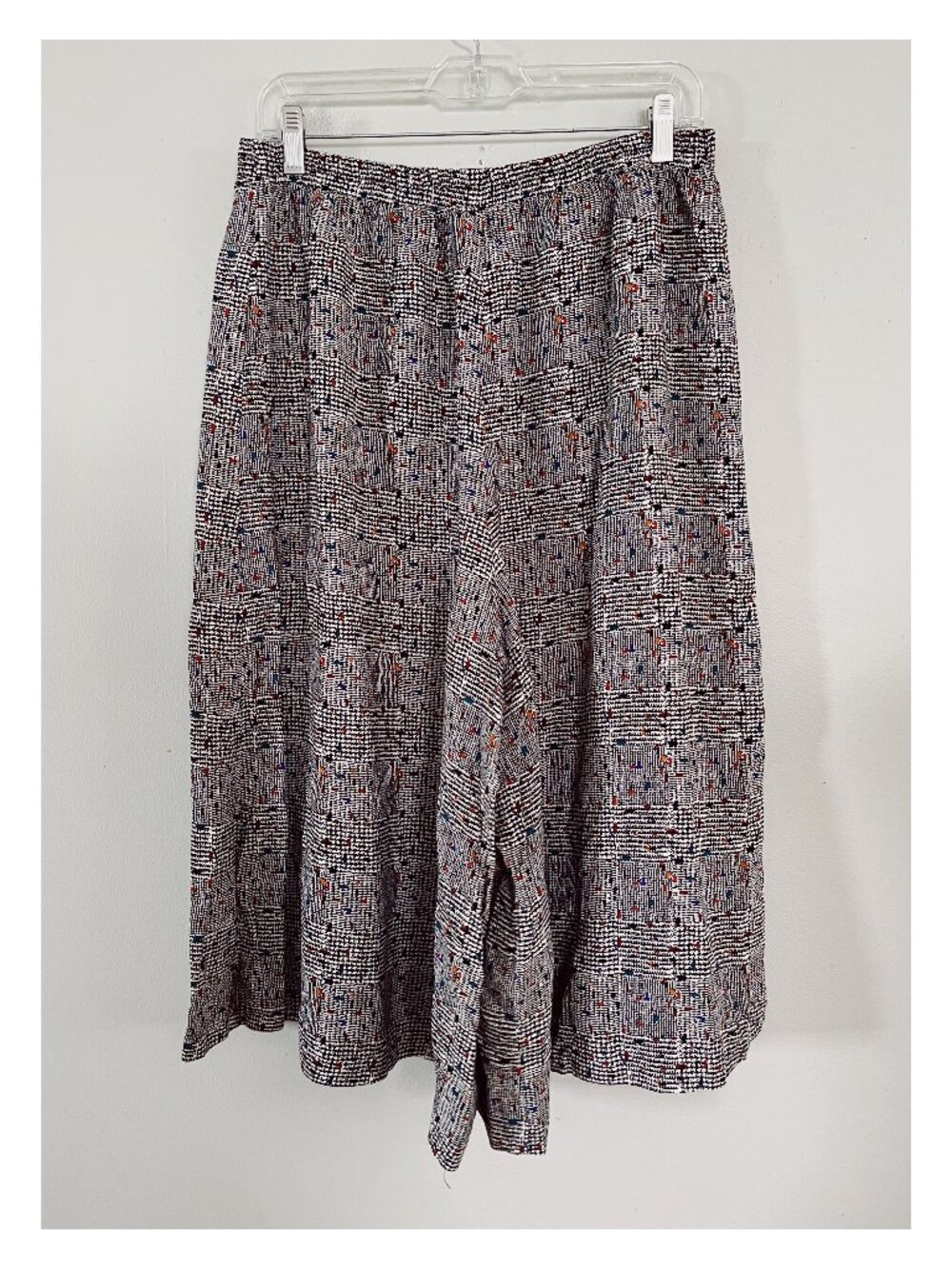 VTG Chez California Sz L Glen Plaid Multi Color Wide Leg Culotte Shorts